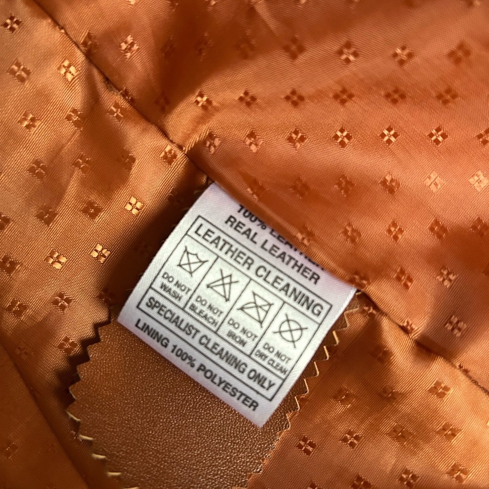 Zara Unisex Biker Leather Jacket – Tan/Cognac, Size Small Like New - Picture 14 of 14